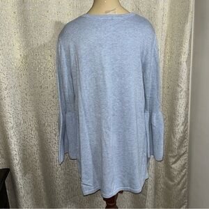 H by Halston Womens V Neck Tunic Sweater with Bell Sleeves Blue, NWOT, Size M.
